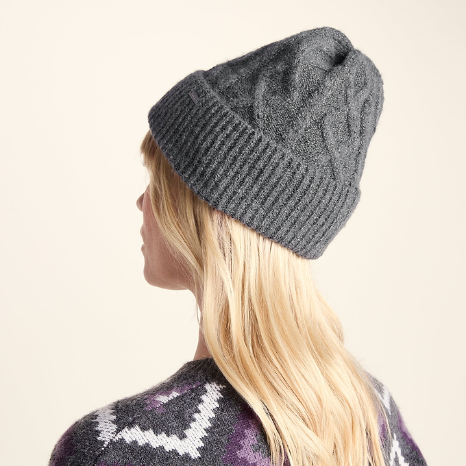 Janice Supersoft Cable Knit Beanie - Light Grey Melange