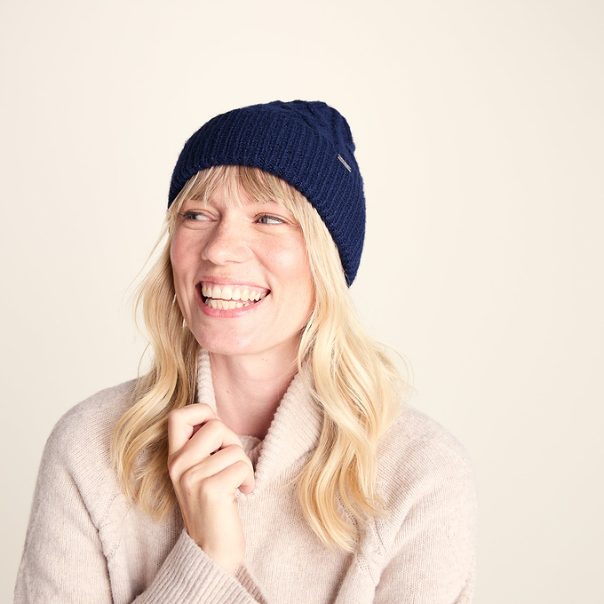 Janice Supersoft Cable Knit Beanie - Dark Indigo