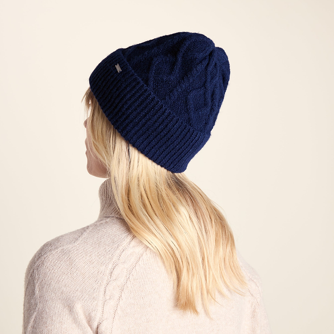 Janice Supersoft Cable Knit Beanie - Dark Indigo