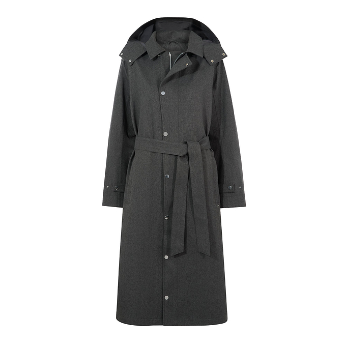 Jemima Womens Waterproof Longline Belted Trench Coat - Charcoal Melange