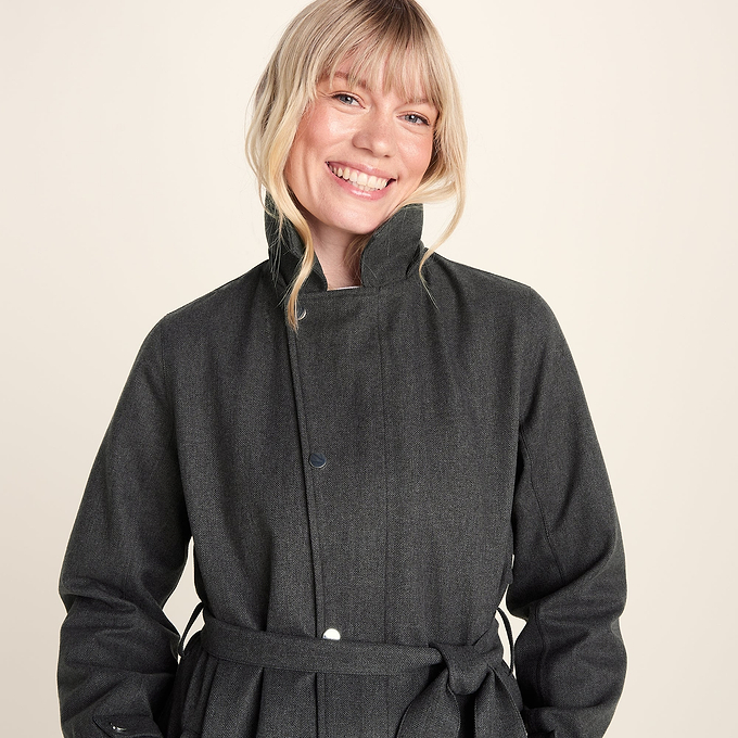 Jemima Womens Waterproof Longline Belted Trench Coat - Charcoal Melange