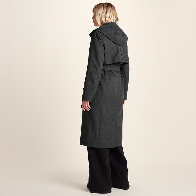 Jemima Womens Waterproof Longline Belted Trench Coat - Charcoal Melange