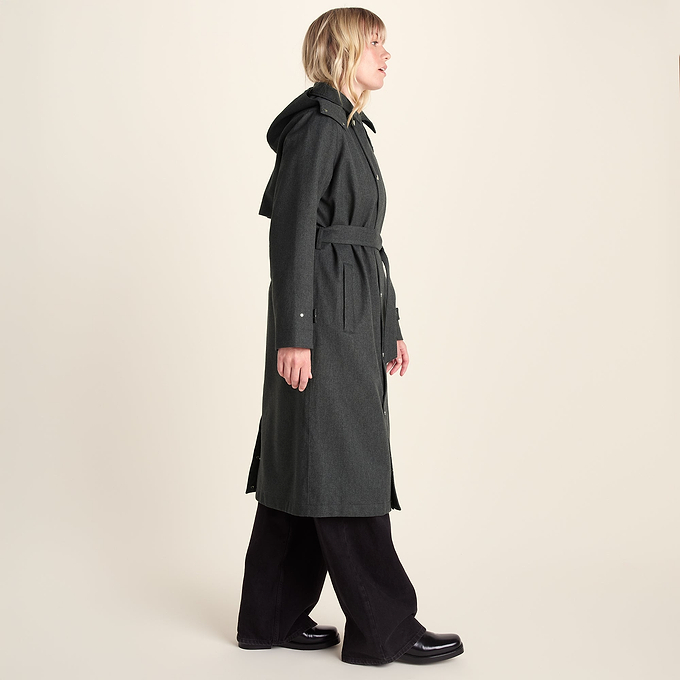 Jemima Womens Waterproof Longline Belted Trench Coat - Charcoal Melange