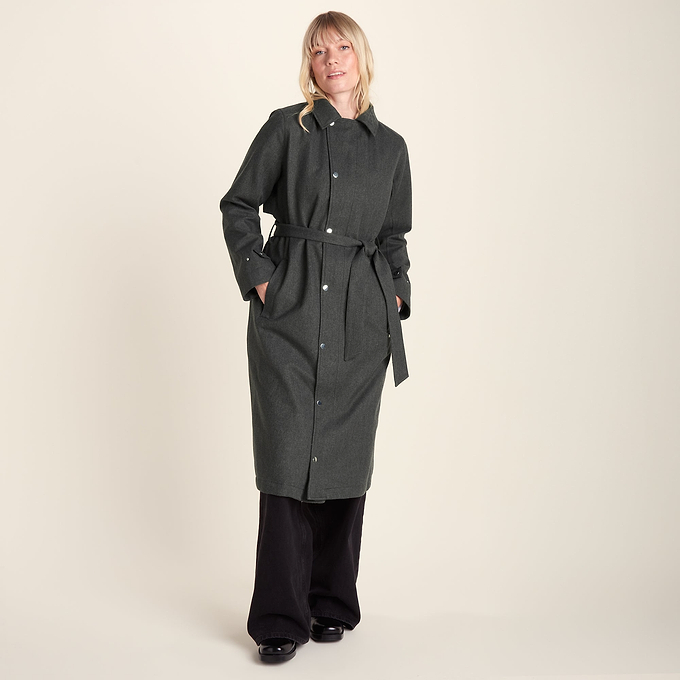 Jemima Womens Waterproof Longline Belted Trench Coat - Charcoal Melange