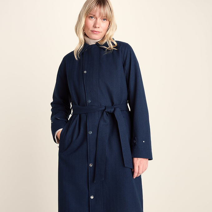 Jemima Womens Waterproof Longline Belted Trench Coat - Navy Melange