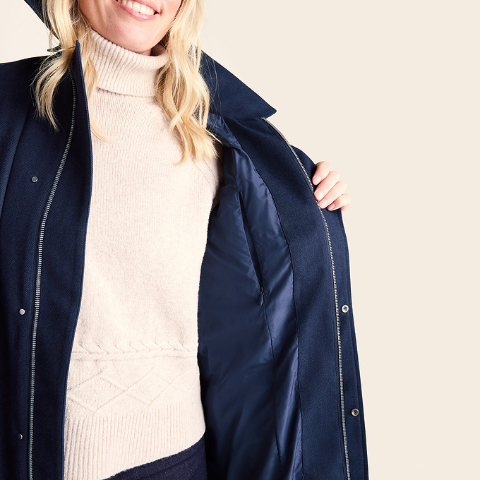 Jemima Womens Waterproof Longline Belted Trench Coat - Navy Melange