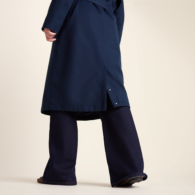 Jemima Womens Waterproof Longline Belted Trench Coat - Navy Melange