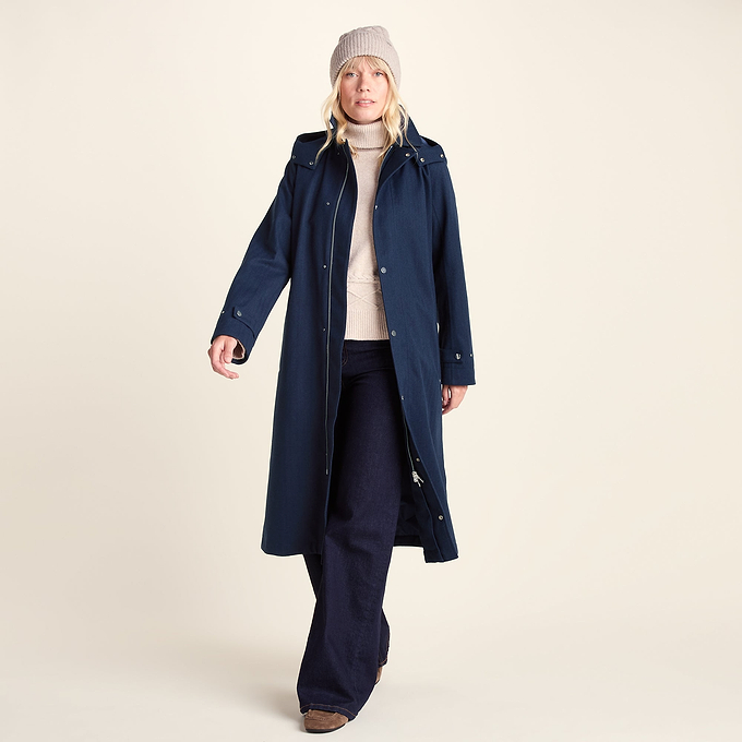 Jemima Womens Waterproof Longline Belted Trench Coat - Navy Melange