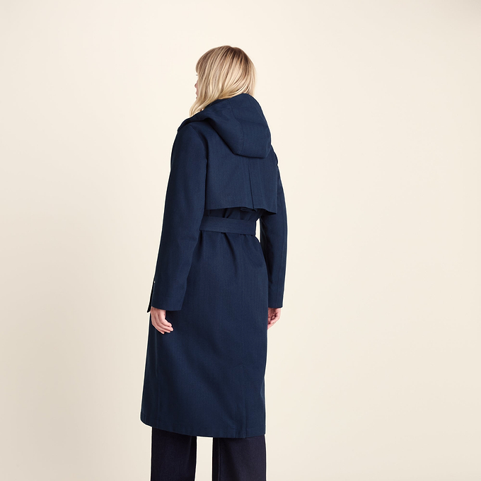 Jemima Womens Waterproof Longline Belted Trench Coat - Navy Melange