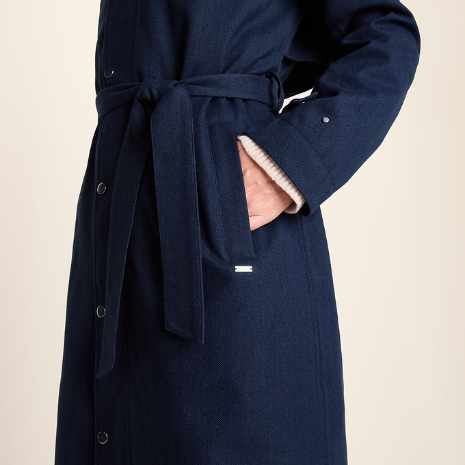 Jemima Womens Waterproof Longline Belted Trench Coat - Navy Melange