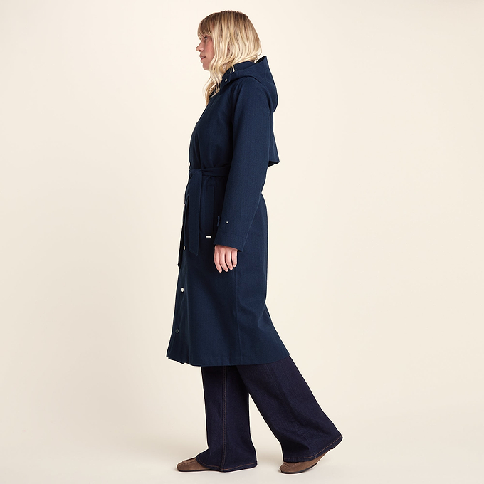 Jemima Womens Waterproof Longline Belted Trench Coat - Navy Melange