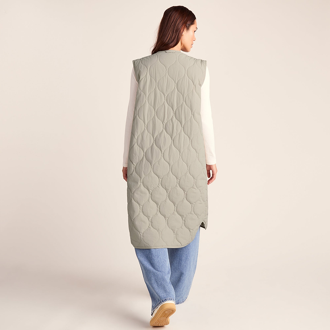 Jena Womens Relaxed Fit Long Insulated Gilet - Cool Beige