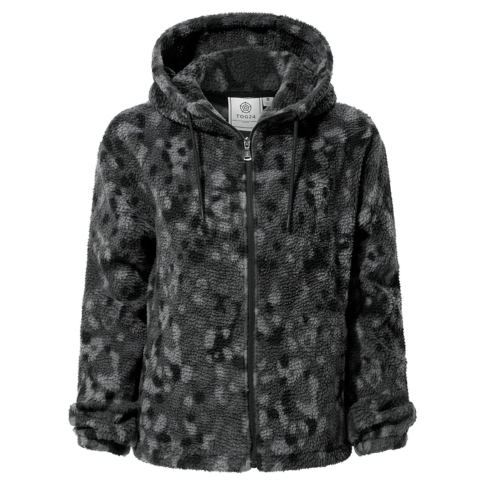 Joanna Womens Relaxed Fit Sherpa Fleece - Black Pebble Print