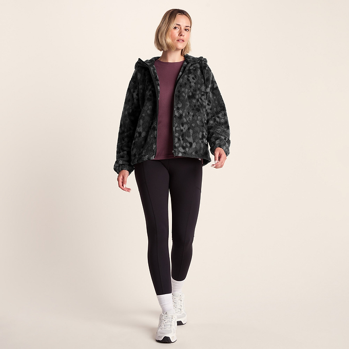 Joanna Womens Relaxed Fit Sherpa Fleece - Black Pebble Print