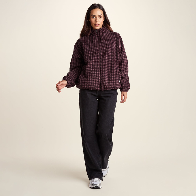 Joanna Womens Relaxed Fit Sherpa Fleece - Huckleberry Gingham