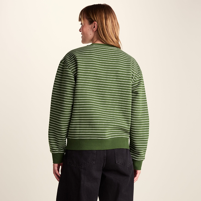 Joyce Womens Supersoft Crew Neck Striped Sweatshirt - Olive Green Stripe