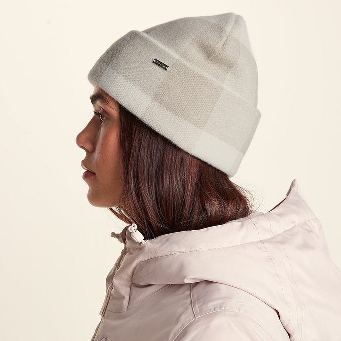 Kaz Supersoft Checked Knit Beanie - Simply Taupe Check