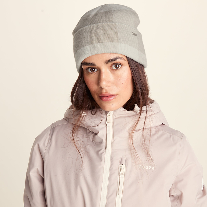 Kaz Supersoft Checked Knit Beanie - Simply Taupe Check