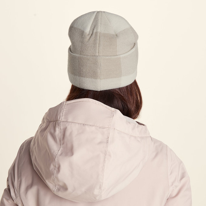 Kaz Supersoft Checked Knit Beanie - Simply Taupe Check