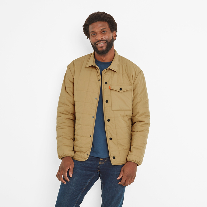 Keiran Mens Shower Resistant Insulated Shacket - Ochre Brown