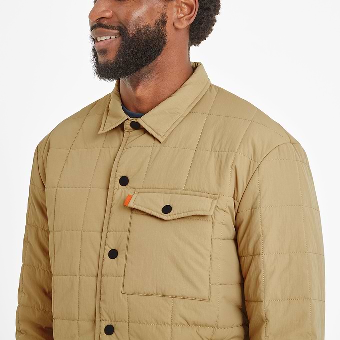 Keiran Mens Shower Resistant Insulated Shacket - Ochre Brown