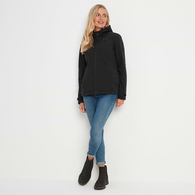 Keld Womens Shower Resistant Hooded Softshell Jacket - Black