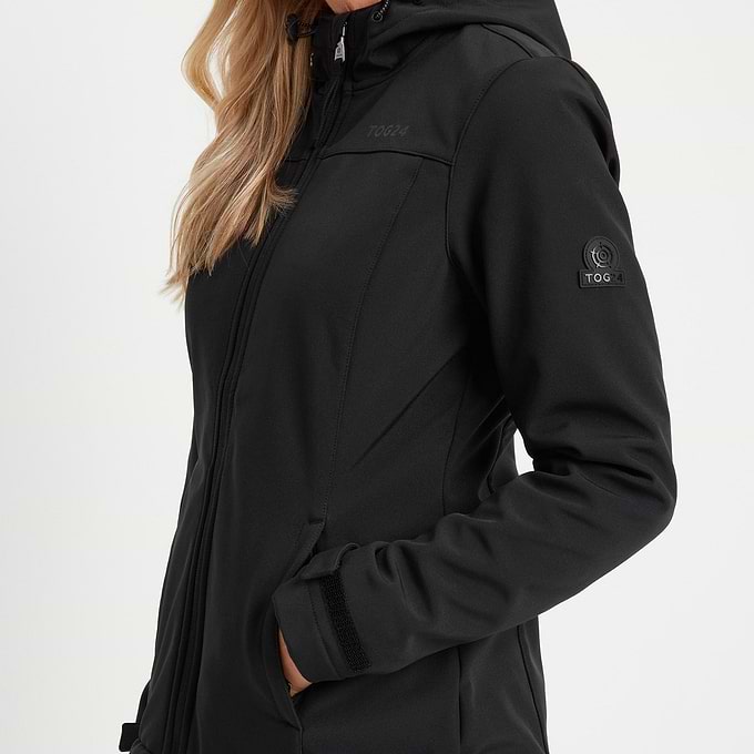 Keld Womens Shower Resistant Hooded Softshell Jacket - Black