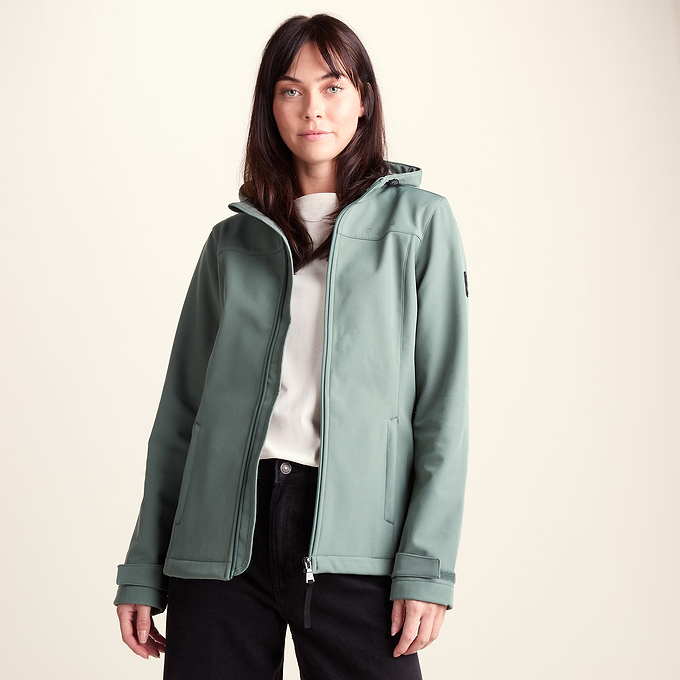 Keld Womens Shower Resistant Hooded Softshell Jacket - Light Forest