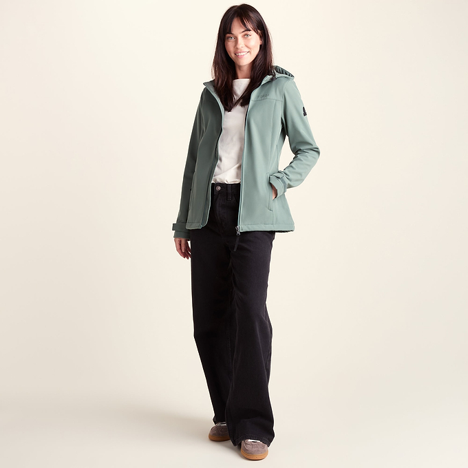 Keld Womens Shower Resistant Hooded Softshell Jacket - Light Forest