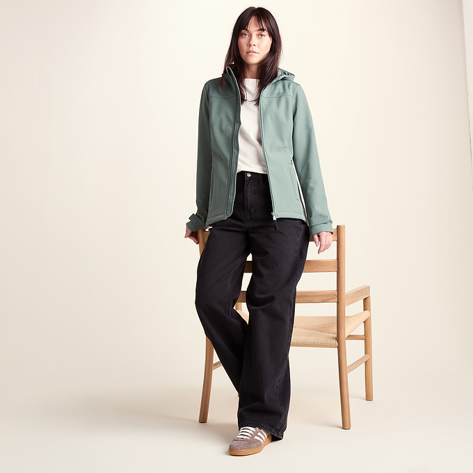 Keld Womens Shower Resistant Hooded Softshell Jacket - Light Forest