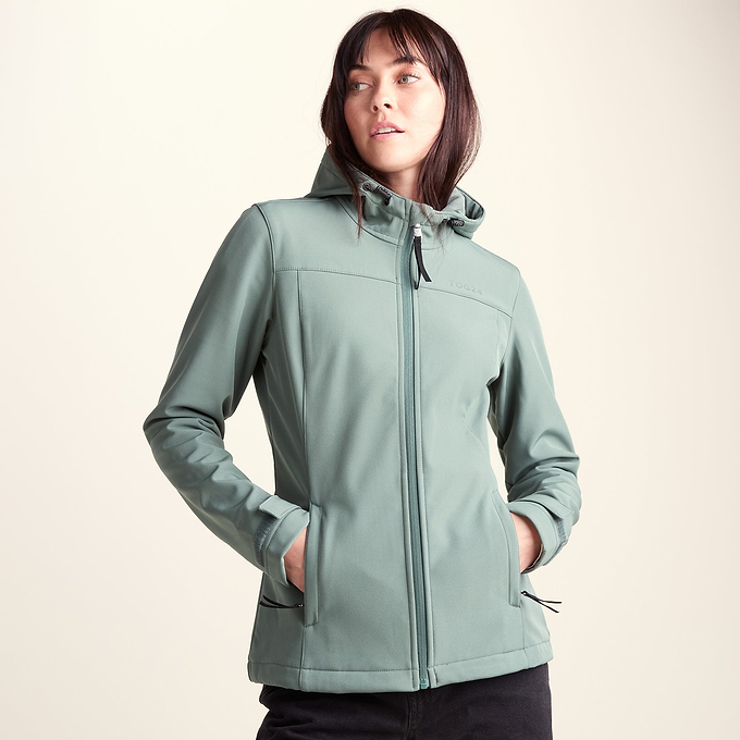 Keld Womens Shower Resistant Hooded Softshell Jacket - Light Forest