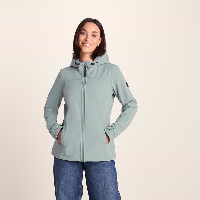 Keld Womens Shower Resistant Hooded Softshell Jacket - Smokey Teal