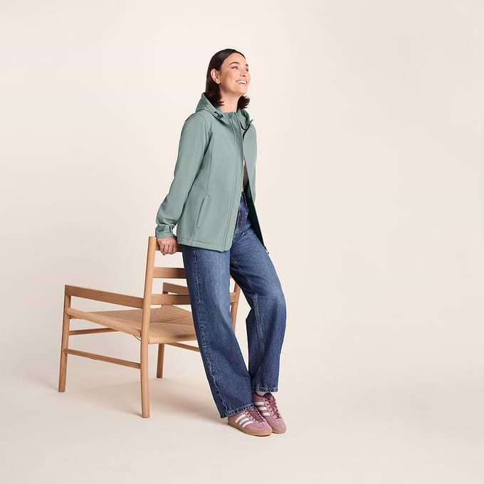 Keld Womens Shower Resistant Hooded Softshell Jacket - Smokey Teal