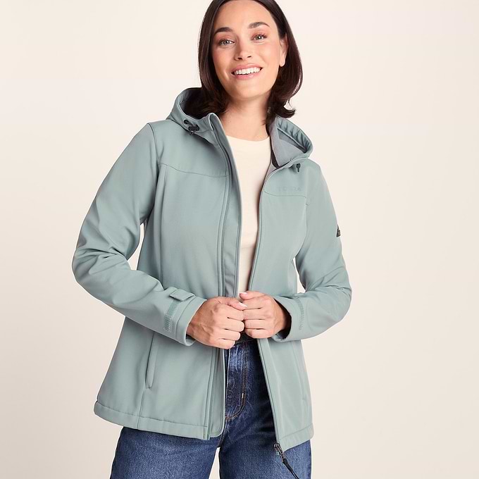 Keld Womens Shower Resistant Hooded Softshell Jacket - Smokey Teal