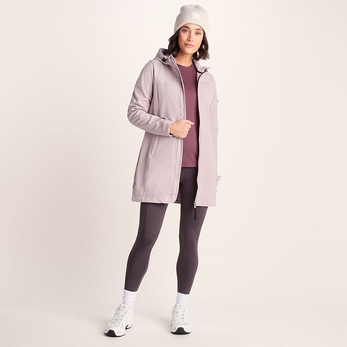 Keld Womens Long Shower Resistant Hooded Softshell Jacket - Dusky Pink
