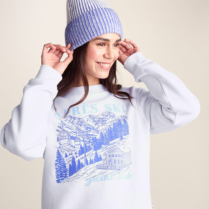 Kendall Womens Supersoft Apres Ski Print Sweatshirt - Optic White