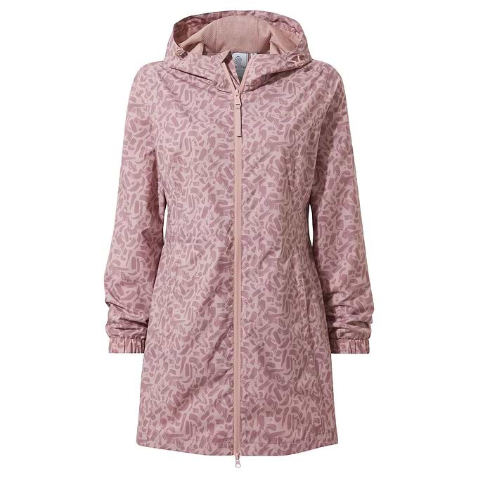 Kilnsey Womens Waterproof Jacket - Dusky Rose Brushstroke Print
