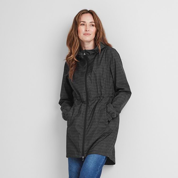 Kilnsey Womens Waterproof Jacket - Washed Black Dash Print