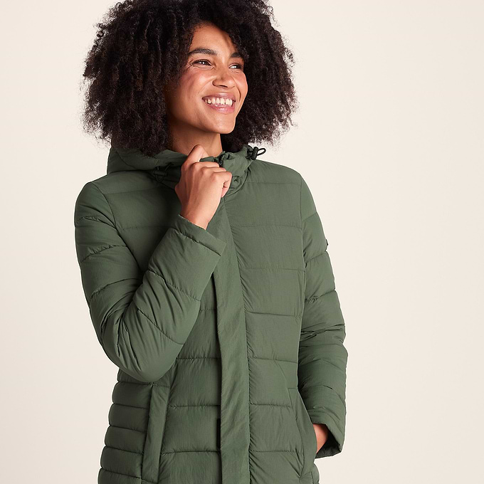 Kirkham Womens Long Shower Resistant Insulated Jacket - Dark Green