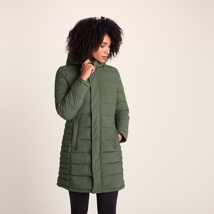 Kirkham Womens Long Shower Resistant Insulated Jacket - Dark Green