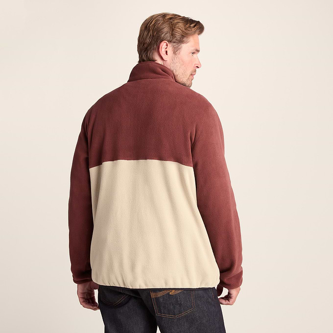 Kirton Mens Relaxed Fit Microfleece Zip Neck - Port/Hazelnut