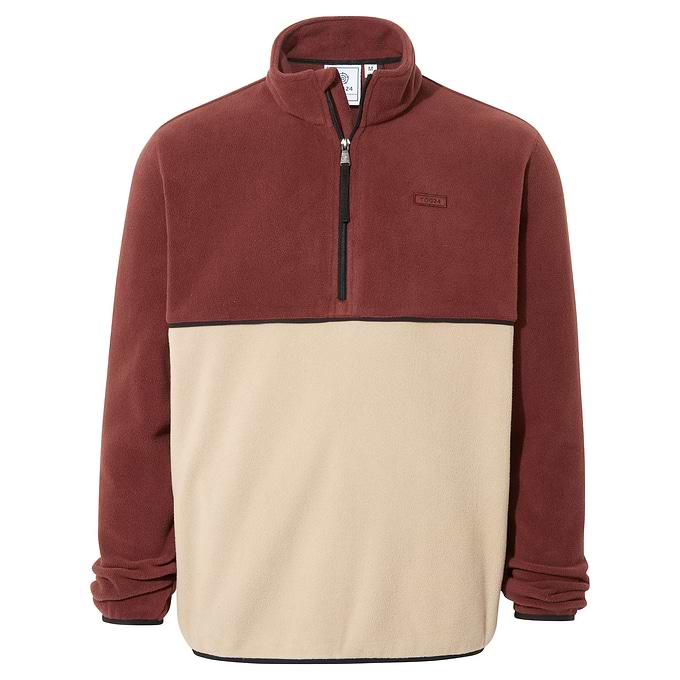 Kirton Mens Relaxed Fit Microfleece Zip Neck - Port/Hazelnut