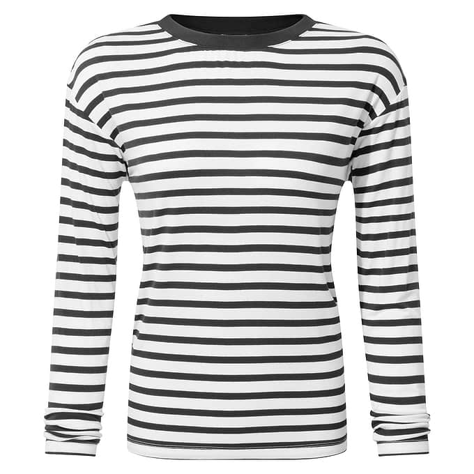 Kitty Womens Long Sleeve Striped T-Shirt - Washed Black Stripe