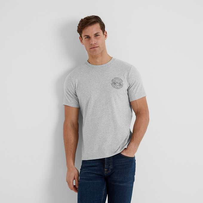 Lakes Mens 100% Cotton Supersoft T-Shirt - Light Grey Marl