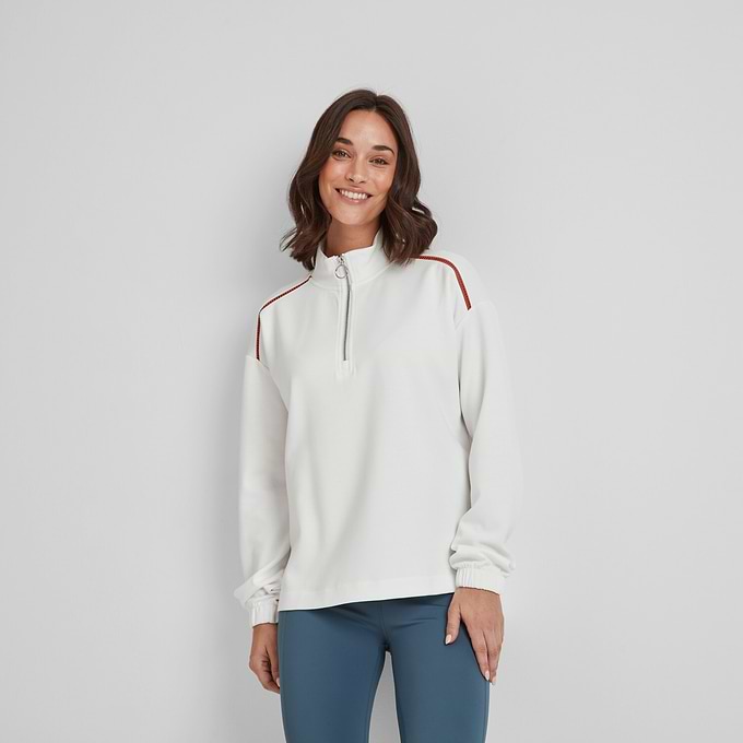 Larelle Womens Half Zip Sweatshirt - Vanilla