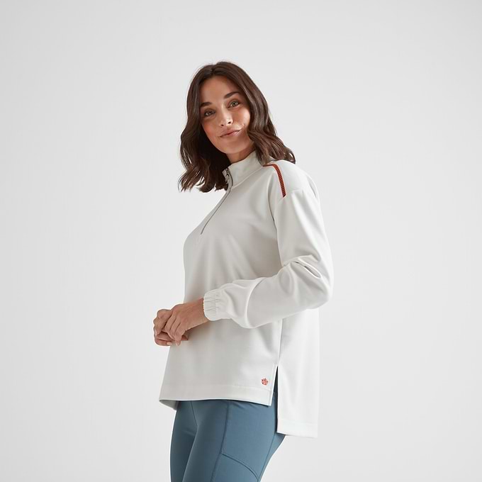 Larelle Womens Half Zip Sweatshirt - Vanilla