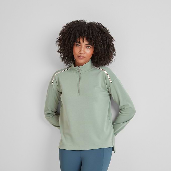 Larelle Womens Half Zip Sweatshirt - Pistachio