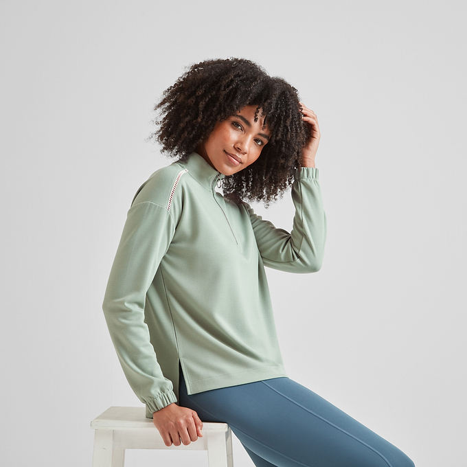 Larelle Womens Half Zip Sweatshirt - Pistachio