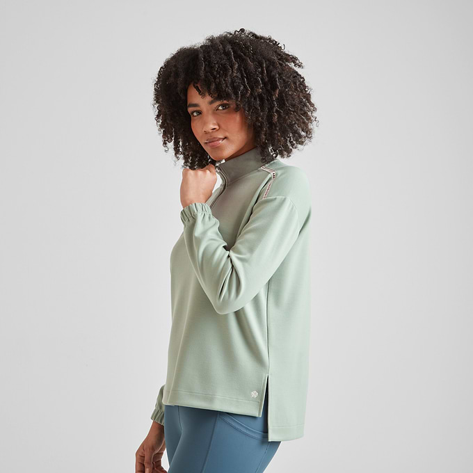 Larelle Womens Half Zip Sweatshirt - Pistachio