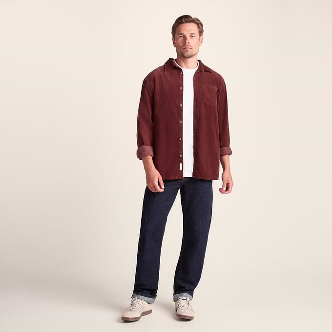 Lenny Mens Long Sleeve Lightweight Corduroy Shirt - Port